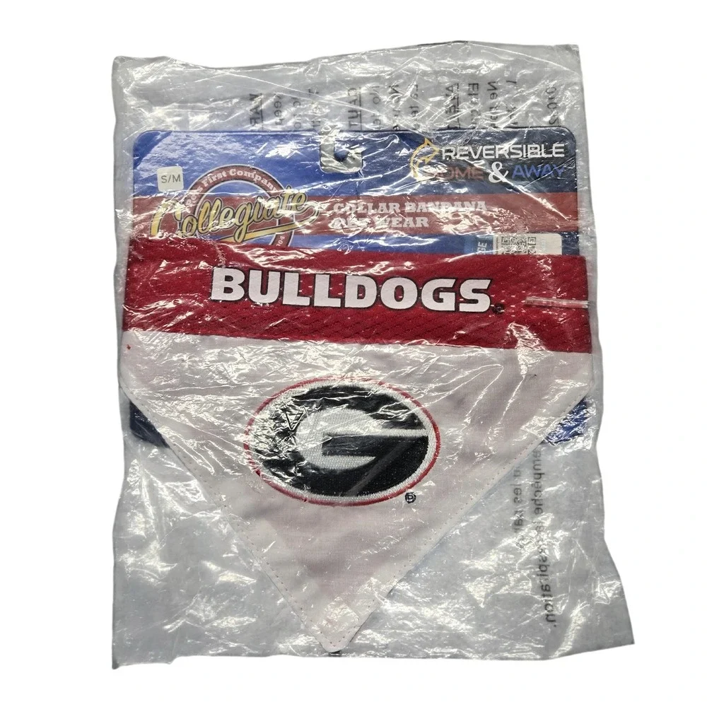 Georgia Bulldogs Collar Bandana Reversible Medium Red NCAA Football‎ Pets First